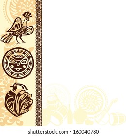 background with ethnic Slavic patterns and pictures