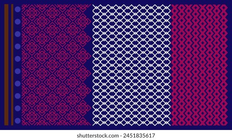 Fondo Borde sin costuras colorido estilo étnico. Cinta decorativa tribal patrón tribal azteca polinesio para camiseta, pantalones, tela, Fondo de pantalla, Plantilla de tarjeta, papel de embalaje, alfombra, textil, cubierta.