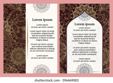 Background in ethnic traditional style. Background pattern of mandalas and paisley in Indian style.
