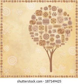 background an ethnic tree with a place for the text