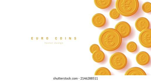 Background with euro coins falling to the right hand side with place for your text