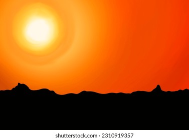 el telón de fondo del cielo nocturno cuando el sol empieza a ponerse con la silueta de un prado