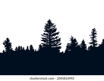Antecedentes con siluetas de bosque siempre verdes