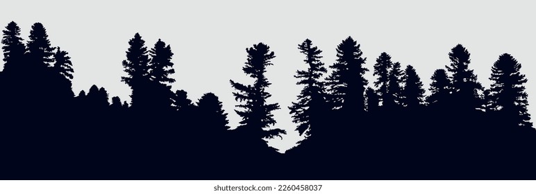 Antecedentes con siluetas de bosque siempre verdes
