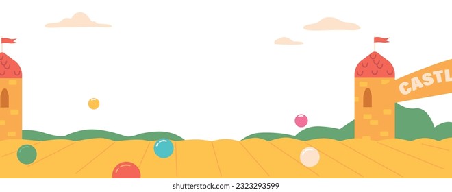 Background with Exciting Inflatable Attractions Provide Thrilling Entertainment For Kids. Bounce Castle with Slides