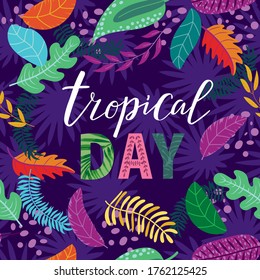 Background with exotic tropical plants, flowers and leaves. vector image for printing on fabrics, paper cups, wrapping paper, phone cases.