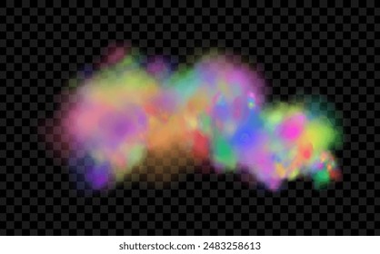 Background of an explosion of colorful smoke clouds.Multicolor fog with blue and yellow particles.Explosions of color powder.