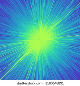 Background with explosion. Starburst dynamic lines. Solar or starlight emission. 3d futuristic technology style. Vector illustration.