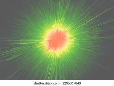 Background with explosion. Starburst dynamic lines. Solar or starlight emission. 3d futuristic technology style. Vector illustration.