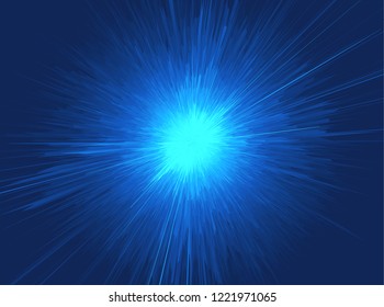 Background with explosion. Starburst dynamic lines. Solar or starlight emission. 3d futuristic technology style. Vector illustration.