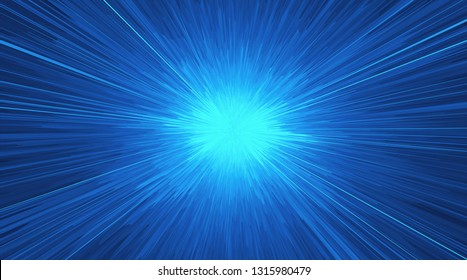 Background with explosion. Starburst dynamic lines. Solar or starlight emission. 3d futuristic technology style. Vector illustration.