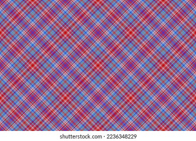 Funda de tela de fondo. Comprobación del patrón de Tartán. Vector de textura sin costura en colores violeta y azul.