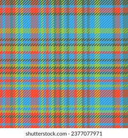 Background fabric plaid of vector check texture with a pattern textile tartan seamless in cyan and green colors.