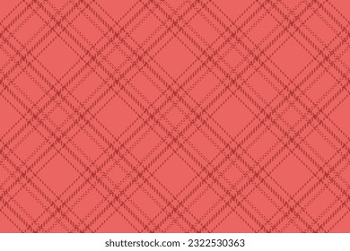 Background fabric plaid of vector pattern check with a seamless texture tartan textile in red color.