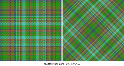 Background fabric seamless. Check vector textile. Pattern tartan texture plaid in set.