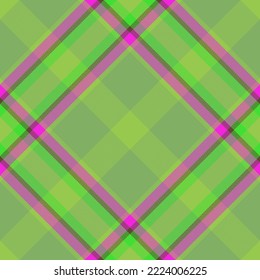 Background fabric seamless. Textile plaid vector. Pattern tartan texture check in green and pink colors.