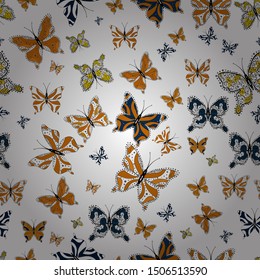 Background for Fabric, Textile, Print and Invitation. Vector illustration. Beauty in Nature. Seamless pattern with Flying Butterflies in Watercolor Style.