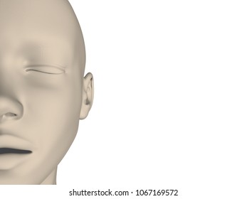 Background with a face with closed eyes. Half a woman's face. Template for inserting your information. 3D. A realistic face. Vector illustration.