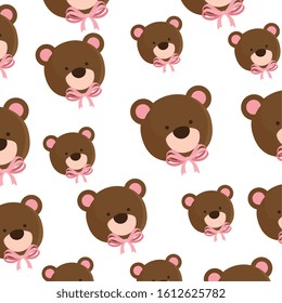 background of faces cute teddy bears vector illustration design