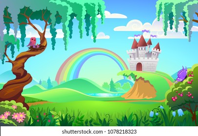 background, fairy forest, vector