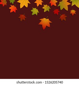 Background with falling autumn leaves. Autumn flat vector template with place for text. Fall season social media banner layout. Leafage and forest illustration.