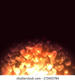 Background with falling bokeh hearts