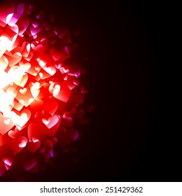 Background with falling bokeh hearts