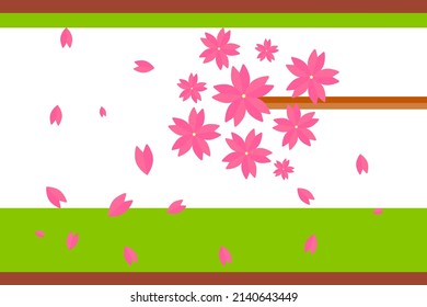 Background of falling cherry blossoms. Vector.