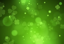 Background With Falling Clover Leaves. Saint Patrick Day Background. Can Be Used For Topics Like Symbol Of Ireland, Nature, Summer