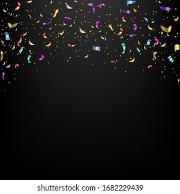 Background With Falling Confetti Black Background With Gradient Mesh, Vector Illustration