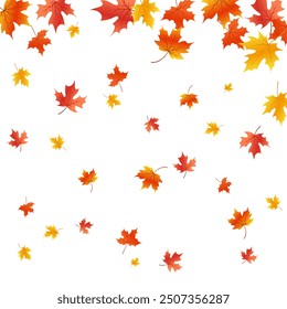 Background with falling leaves. Autumn leaves. Flying maple leaves. Autumn background in flat style. 