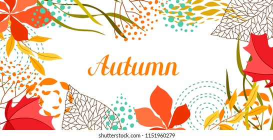 Background with falling leaves. Natural illustration of autumn foliage.