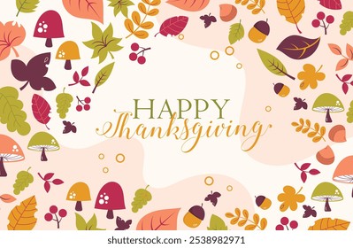 Background Falling Leaves Thanksgiving Day Blessings Hand Drawn perfect for seasonal holiday cards, posters, or invitations