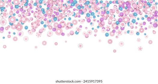 Background of falling multi-colored flowers. Vector illustration.