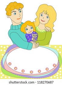 Background with family.Portrait of three members of family posing together smiling happy.Vector