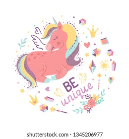 Background of fantasy unicorn. Vector illustration for your design