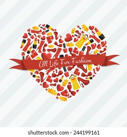 Background of fashionable and beautiful elements with ribbon for an inscription