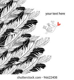 background of feathers and birds