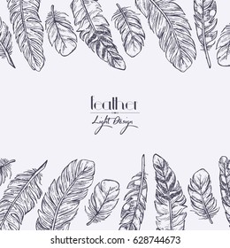 Background with feathers. hand drawn