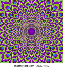 Background from feathers of a peacock (motion illusion)