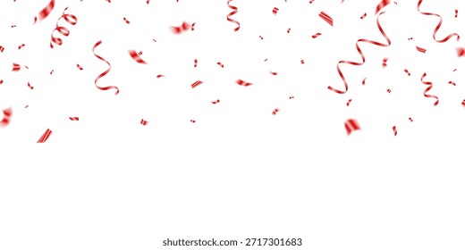 El fondo presenta confeti rojo dispuesto en un patrón en zigzag para la celebración. Ilustración vectorial decorativa para la temporada festiva.
