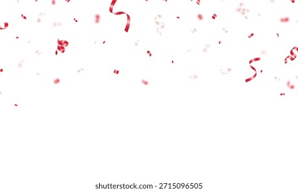 The background features red and pink confetti arranged in a zigzag pattern for celebration. A decorative vector illustration for the festive season.