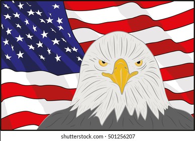 A background featuring American eagle and stars and stripes background. 
on the feast day of the independence of America. vector illustration