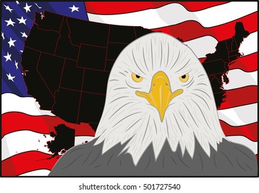 A background featuring American eagle and stars and stripes background. on the  of the independence of America. vector illustration