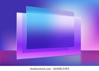 Background Featuring Colorful Abstract Liquid Glass Displays and Screens - TV, Frosted Glass, UI, UX, Modern, Tech Inspired Vector Art. 