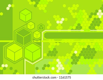 Background featuring hexagons.