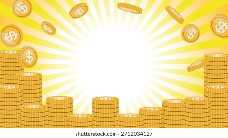 A background featuring a large pile of coins with dollar symbols