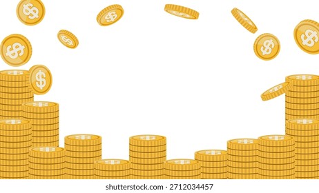Un fondo con una Grande pila de monedas con símbolos de dólar