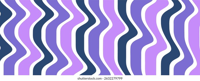 A background featuring vertical, undulating stripes in shades of purple, dark blue, and white.