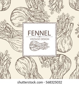 Background with fennel. hand drawn